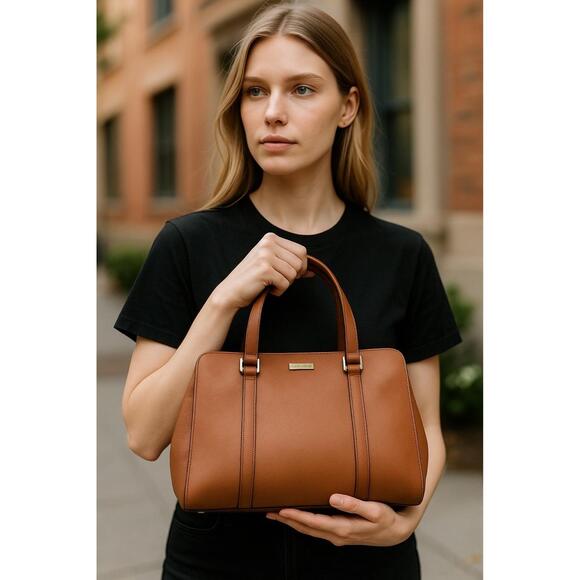 Kate Spade New York Newbury Lane Womens Toasted Almond Structured Top Handle Pur - Picture 2 of 16